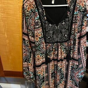 Xhilaration Peasant  Dress with Floral Design